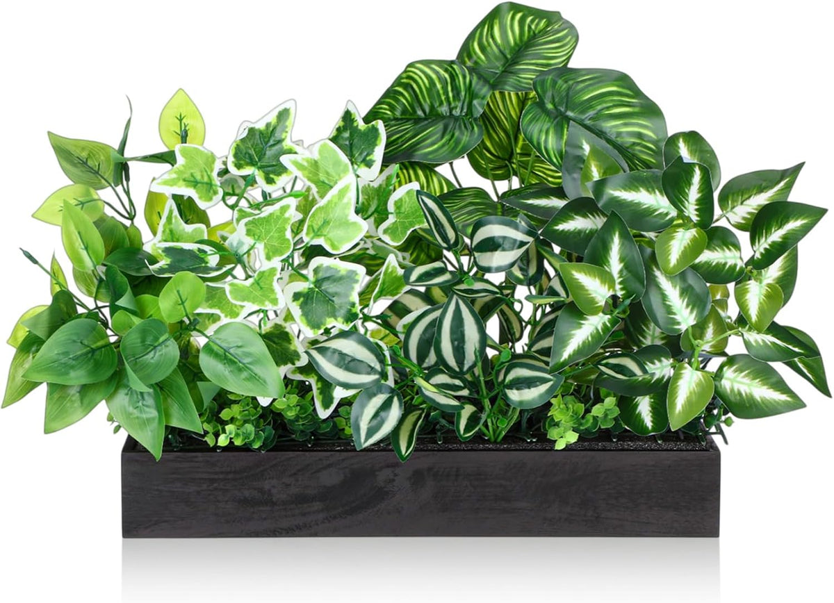 canlierr artificial greenery plants arrangement in rectangular wooden, main product view