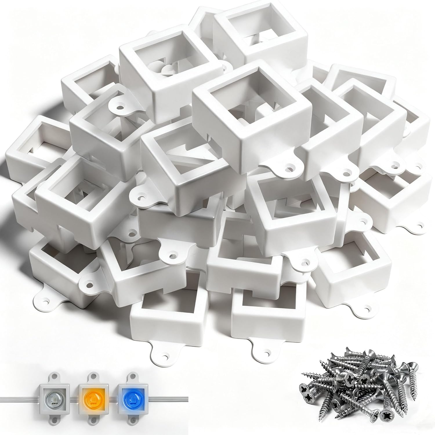 75 Set Light Clips for Govee H705A/B/C/H805 Outdoor Lights with 150 Screws Secure Mounting Brackets for Govee Permanent (H805/H705) Not Compatible Pro Version Outdoor Lights（White）