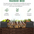 2 Pack 6x3x1FT Galvanized Raised Garden Bed Kit, Outdoor Metal Planter Box for Vegetables, Bottomless Rectangular Gardening Bed with Support Rods, Tool-Free Assembly, Black