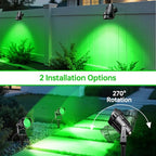 Green Outdoor LED Spot Lights for Yard & Garden – 12W Landscape Lighting, Christmas & Holiday Decor, Adjustable Beam,4Pack