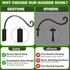 16 Inch Plant Hangers Outdoor 4 Pack,Plant Hanging Hook Bracket for Bird Feeder Hanger,Hanging Plant Hooks for Outside Baskets Lanterns Wind Chimes Outdoor Indoor