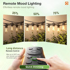 addlon 50FT LED Outdoor String Lights, Remote Dimmable Patio Lights with Timer & 3 Lighting Modes, 16 Shatterproof Edison Bulbs, Waterproof Connectable String Lights for Outside Backyard Party Décor