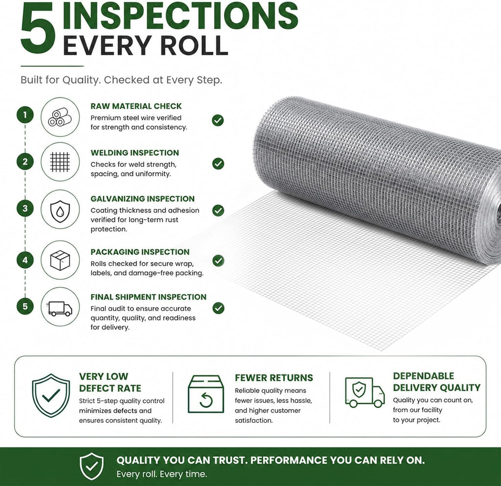 Hardware Cloth 1/2 in. x 4 ft. x 100 ft. 19-Gauge | Wire Mesh Roll, Chicken Wire Fencing, Gopher Wire, Garden Fencing, Chicken Wire Fence Roll, Tree Guard
