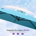 PURPLE LEAF 8' X 8' Patio Umbrella for Pool 7' High Offset Outdoor Cantilever Umbrella Swimming Pool Umbrella with 360°Rotation for Poolside Turquoise Blue