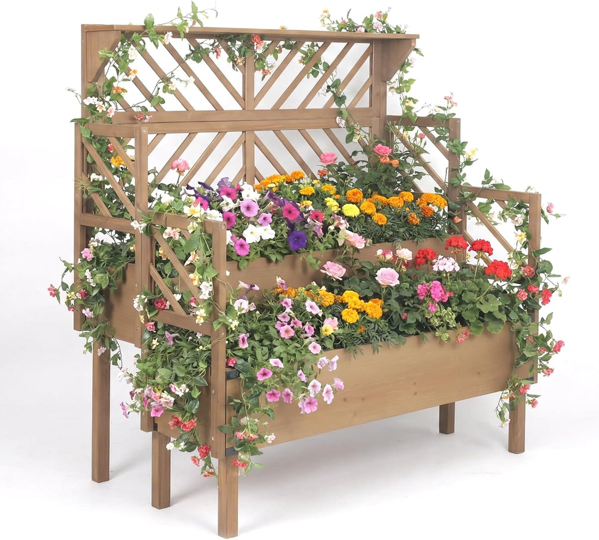 raised garden bed with trellis & 2 planter, main product view