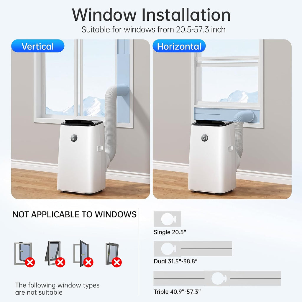 14000 btu portable air conditioners, 3-in-1 floor stand, front angle view