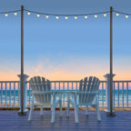 EXCELLO GLOBAL PRODUCTS Premium String Light Poles - 2 Pack - Extends to 10 Feet – Deck Mount (Wood/Concrete)