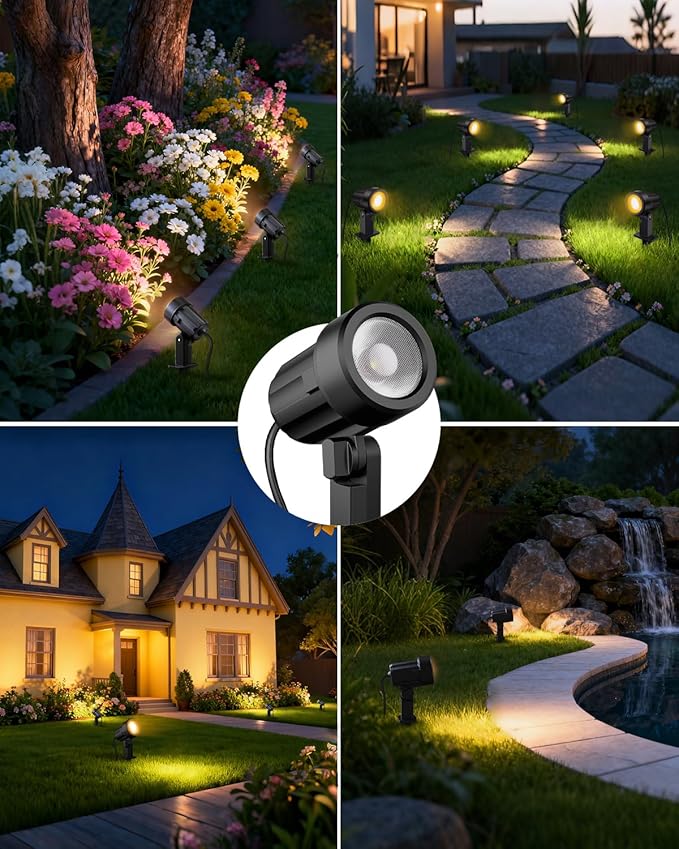 ZZXX 3W Low Voltage Landscape Lighting with Connectors LED Landscape Spotlights Waterproof Low Voltage Landscape Lights 2700K Warm White Spot Lights Outdoor for Tree Garden Yard Pathway, 4 Pack