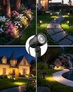 ZZXX 3W Low Voltage Landscape Lighting with Connectors LED Landscape Spotlights Waterproof Low Voltage Landscape Lights 2700K Warm White Spot Lights Outdoor for Tree Garden Yard Pathway, 4 Pack