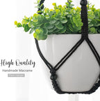 Mkono 3 Pack Macrame Plant Hangers Indoor Different Size Hanging Planter Basket Flower Pot Holder with Beads No Tassels 35"/29"/23", Medium, Black