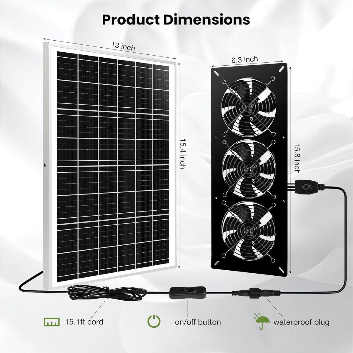waterproofed solar powered 3 fan kit for outdoor shown in use