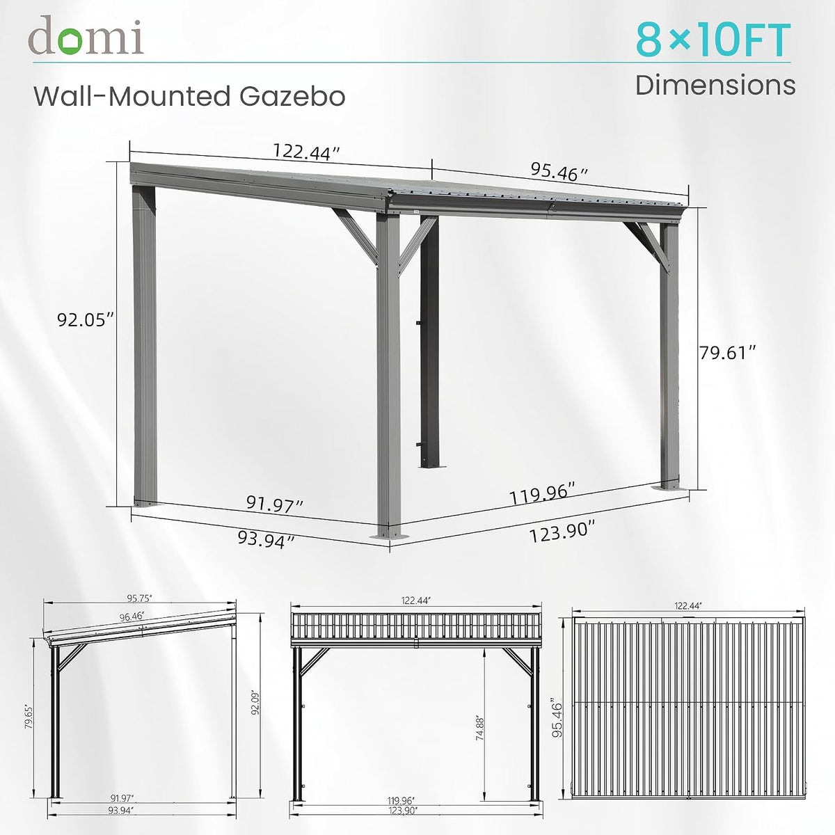 domi 8'x 10' lean to gazebo,outdoor gazebo pergola shown in use