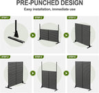 Casaphoria 72" H x 35" W Metal Outdoor Privacy Screen, Freestanding Decorative Divider for Patio, Deck, Balcony, and Garden with Stable Base, Black-Godfery