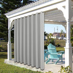 BONZER Waterproof Indoor/Outdoor Curtains for Patio Thick Privacy Wide Grommet Curtains for Bedroom, Living Room, Porch, Pergola, Cabana, 1 Panel, 110W x 84L inch, Silver