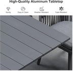 PURPLE LEAF 9 Pieces Outdoor Dining Set with Patio Aluminium Square Dining Table and Wicker Rattan Chairs Modern Furniture Cushions Sets for Backyard Indoor Decor Kitchen Grey