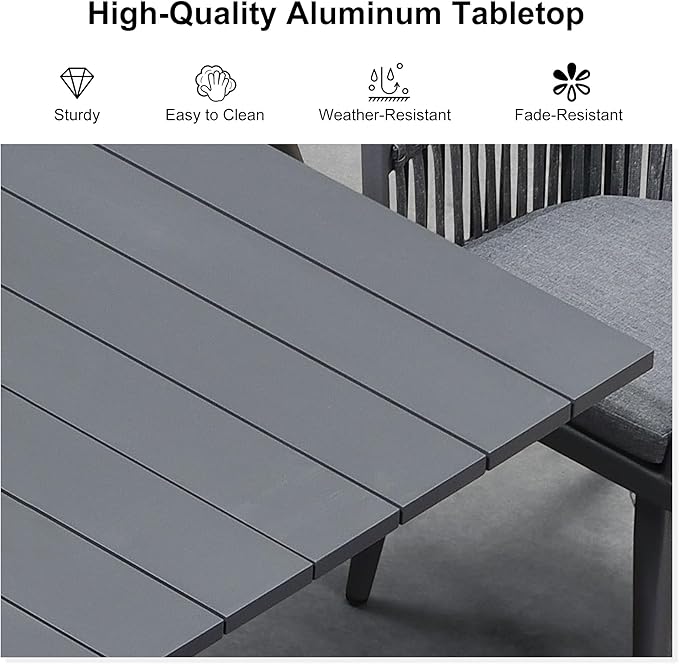 PURPLE LEAF 13 Pieces Oversized Outdoor Dining Set with Patio Aluminium Dining Table and Wicker Chairs Modern Furniture Cushions Sets for Backyard Indoor Decor Kitchen Gray