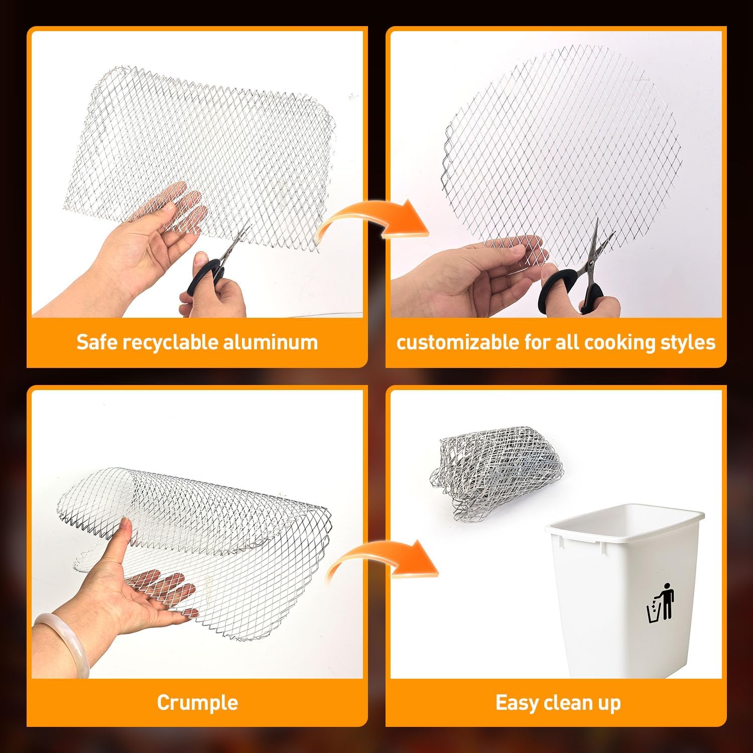 10 Pcs Disposable Grill Topper,16x12 Inch Grill Mesh Mat Disposable Pans,Non-Stick BBQ Aluminum Mats for Outdoor Grills, Easy to Clean