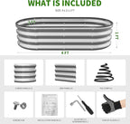 Galvanized Metal Raised Garden Bed Kit for Outdoor Planter Boxes with Easy Assembly,Oval Large Galvanized Gardening Raised Bed for Vegetables, Fruits, Flower (Silver, 4 * 2 * 1ft-2P)