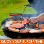GGC Cast Iron Burger Press Kit, 7" Round and 8"x4" Rectangle Smash Burger Press Set for Grill and Griddle Cooking, 2PCS Meat Press with Wooden Handle for Bacon, Hamburgers, Eggs, Sandwiches