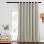NICETOWN Extra Wide Blackout Sliding Door Curtains 95 inch Length - Grommet Insulated Curtain Light & Sound Blocking Drape for French Door/Patio Door (Natural, W100 x L95, 1 Panel)