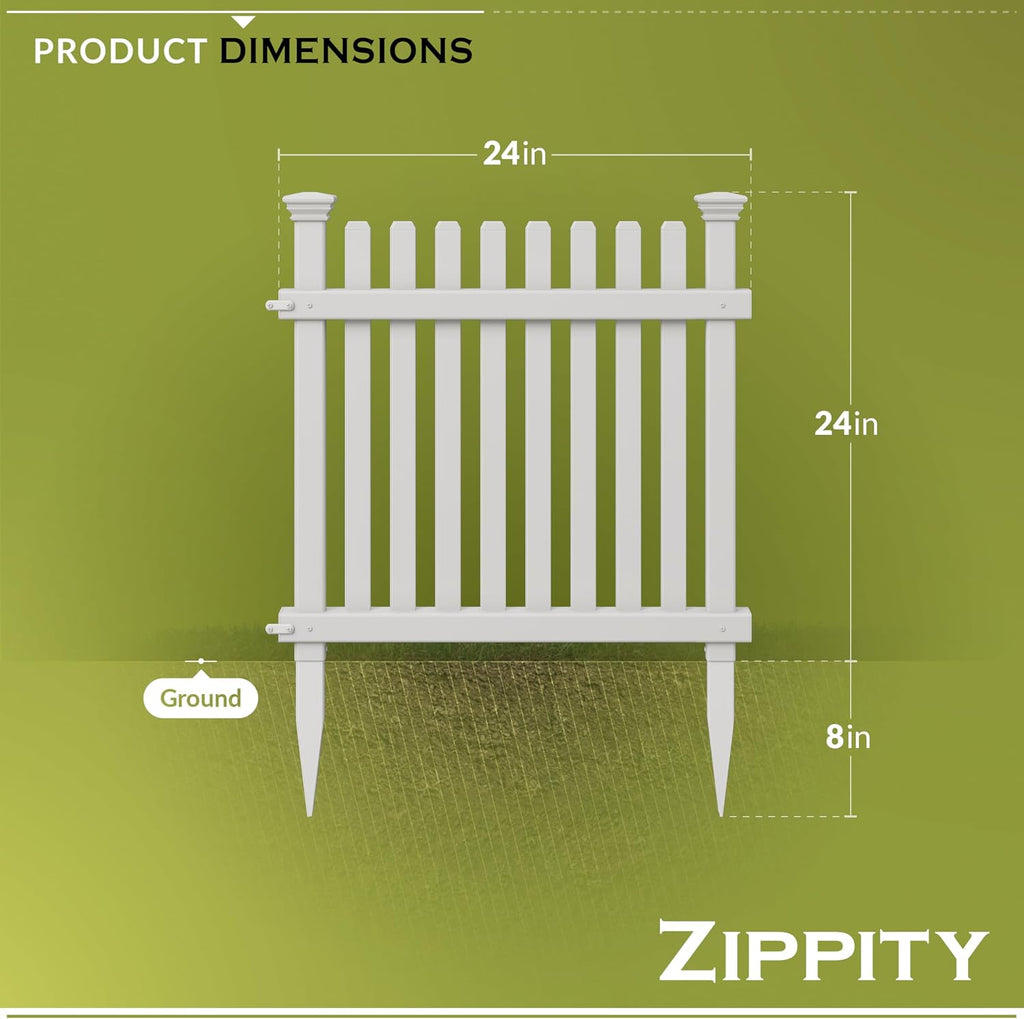 zippity roger rabbit garden fence, white vinyl diy showing dimensions