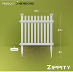 zippity roger rabbit garden fence, white vinyl diy showing dimensions