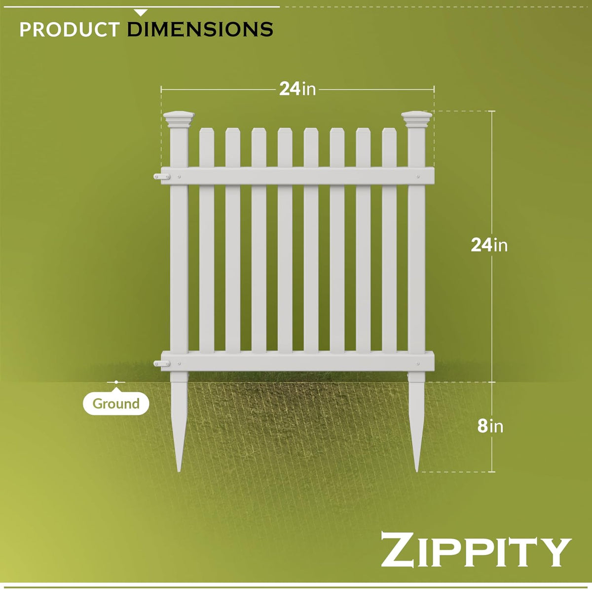 zippity roger rabbit garden fence, white vinyl diy showing dimensions