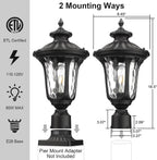 Outdoor Post Lights Fixtures, 18'' Medium Black Aluminum Waterproof and Anti-Rust Pole Lantern Lighting Fixture for Walkway, Patio, Porch