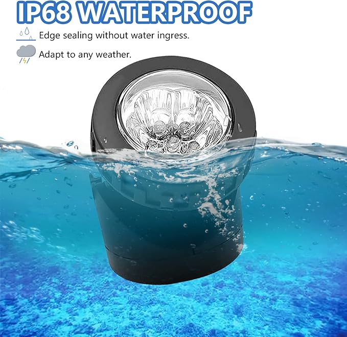 AVEKI Solar Pond Spotlights, 2 in 1 12 LED Solar Underwater Lights with Dual Head Waterproof Submarine Landscape Spotlight Security Lighting for Outdoor Patio Garden Fountain Pond