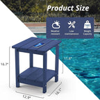 LUE BONA Adirondack Outdoor Side Table, 2-Tier Navy HDPS Patio End Table Weather Resistant, Morden Side Table for Patio, Pool, Porch