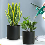 12/10/8 inch Large Deep Plant Pots, 3 Pack Tall Cylinder Flower Pots for Outdoor Indoor Plants, Plastic Planters with Drainage Holes and Saucers for Garden Porch House Plants, Black