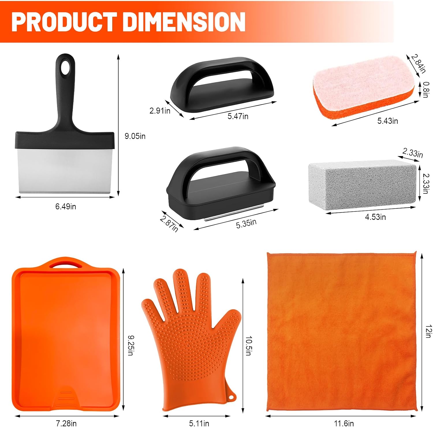21 Pieces Griddle Cleaning Kit for Blackstone, Flat Top Grill Cleaning Accessories with Silicone Spatula Mat, Scraper, Grill Stone & Scouring Pads with Handle, Cleaning Gloves, Cleaning Towel