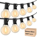 RTTY Dense-Glow Outdoor String Lights 60 ft, G40 Led Patio Globe Lights with 32pcs Plastic Bulbs,Shatterproof Waterproof Connectable Hanging for Porch Cafe Bistro Backyard Gazebo Balcony Deck Party