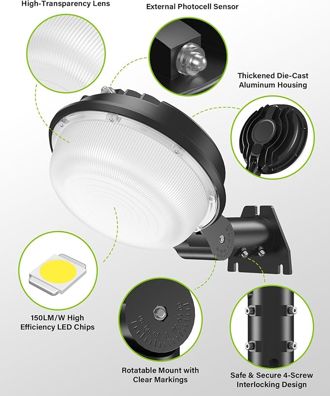 150W LED Barn Light 21000LM Yard Area Light Dusk to Dawn Outdoor Lighting with Photocell 5000K Daylight IP65 Waterproof LED Flood Security Parking Lot Lights for Street Farmhouse Garage, 2 Pack
