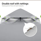 LAUSAINT HOME Semi-Permanent Outdoor Patio Gazebo 10'x10', Heavy Duty Party Tent Shelter with Double Roofs, Mosquito Nettings and Privacy Screens for Backyard, Garden, Lawn, Gray