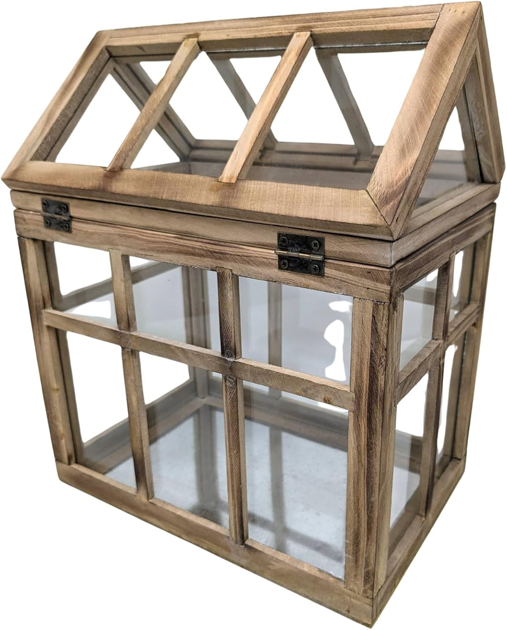 orchid & ivy large rustic wood & glass shown in use