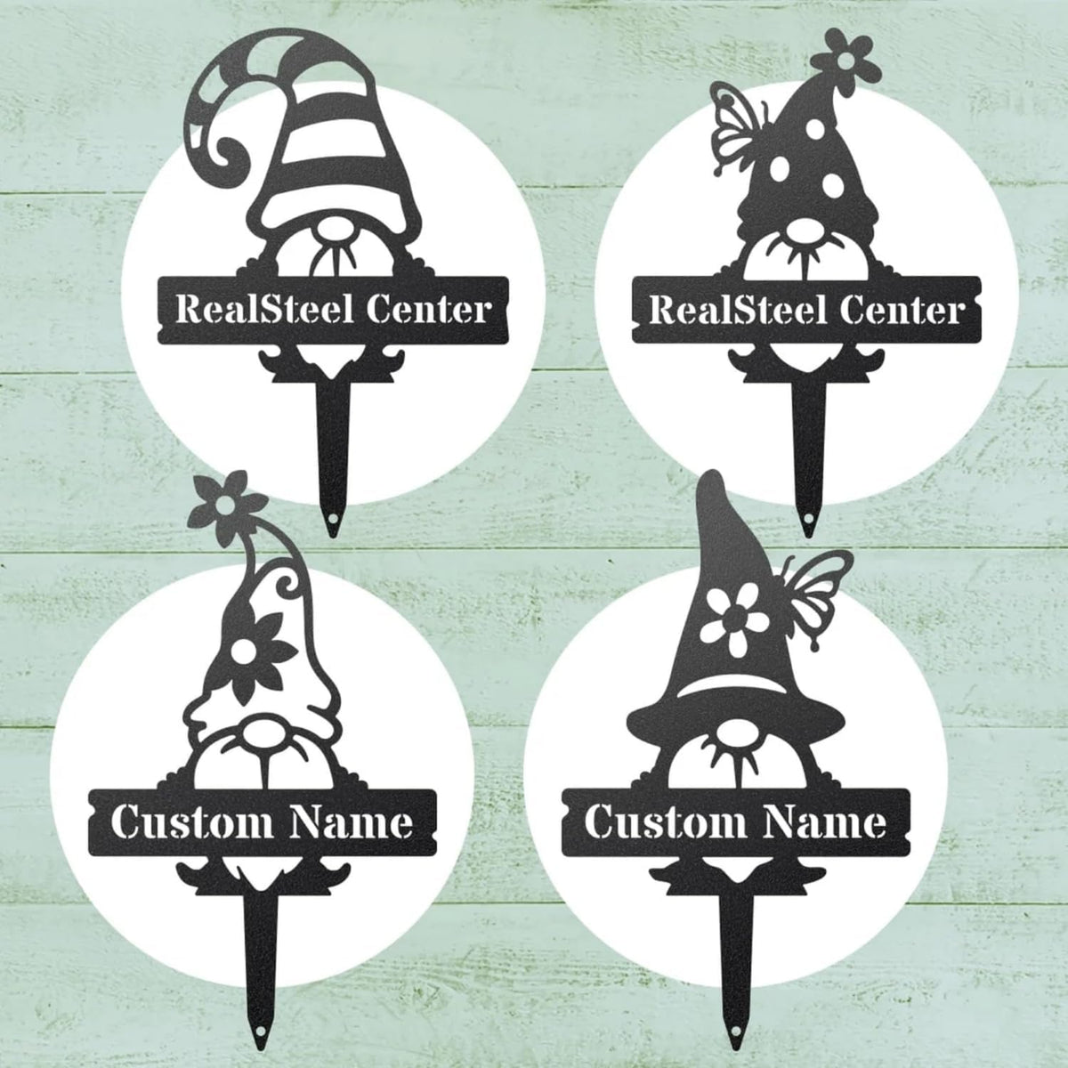 realsteel custom gnome plant markers – large metal, main product view
