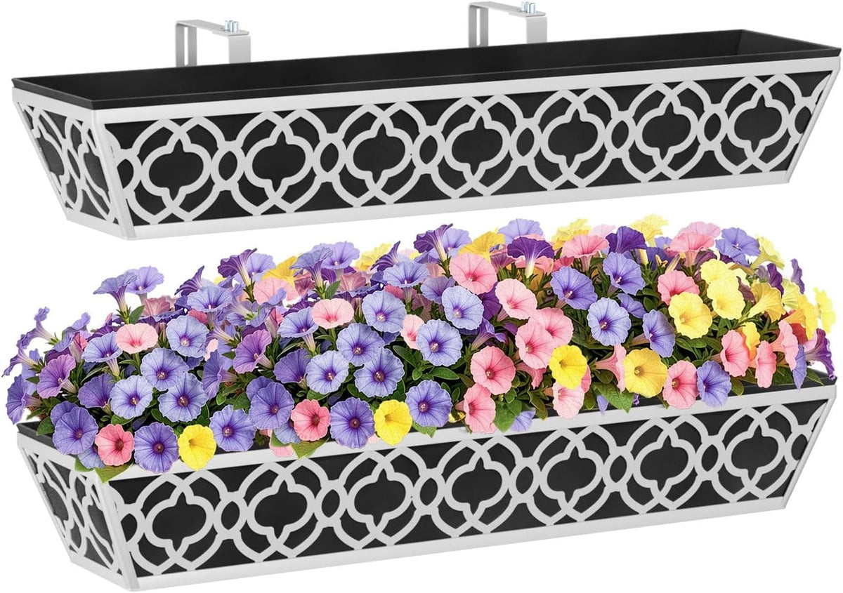 hfhome 2 pack 30 inch railing planter boxes, main product view