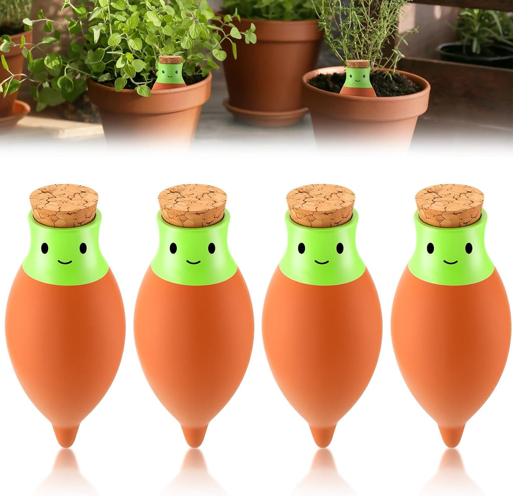 LemonRoad 4 Pcs Self Watering Terracotta Globes 11.5oz Large Ollas Plant Watering Globes Planter Insert Spike Pot Clay Planter Irrigation Device for Outdoor Indoor Easy to Refill Plant Lover Gift