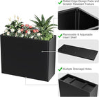 Metal Large Planter Box 36" L x 12" W x 26" H, Heavy Duty Tall Rectangle Outdoor Planter Box with Removable Insert Shelves for Porch, Garden, Patio, Yard (Black)