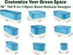 9-in-1 Galvanized Steel Raised Garden Bed // 8×2×1.5 ft Modular Planter for Gardening, Vegetables, Flowers // 18" Tall Metal Raised Garden Beds Outdoor (Teal) // Patented Design Planter Box