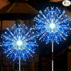JJGoo Solar Firework Lights, 2 Pack 180 LEDs 2 Lighting Modes Solar Lights Outdoor Waterproof for Garden Patio Walkway Pathway Party Wedding Christmas Decorative -Blue