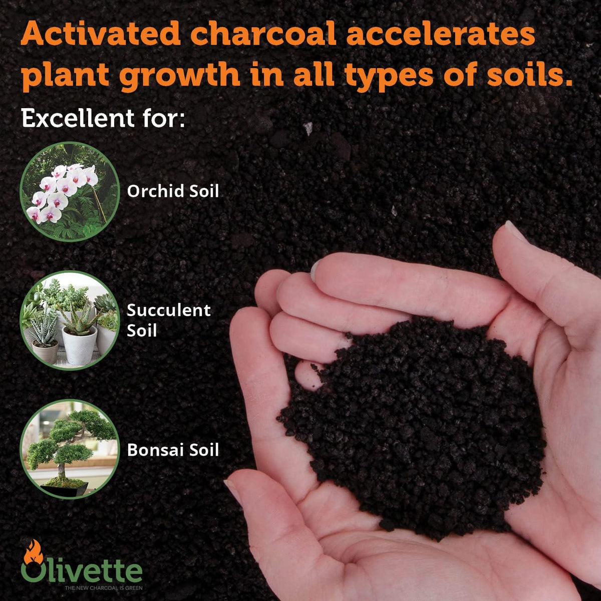 olivette organic biochar activated charcoal for plants, 3, side view