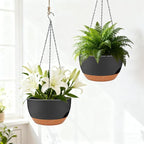 Set of 4-8 Inch Self Watering Hanging Planters for Indoor Outdoor，Hanging Plant Pots with Drainage & Removable Tray, Hanging Pots Holder for Ivy, Pothos, Ferns, Balcony & Patio, Black Brown