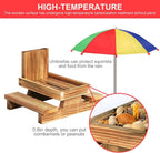 Gnodary Squirrel Feeder with Umbrella, Squirrel Feeders for Outside, Squirrel Picnic Table Feeder - Chipmunk Feeder Hold Corn, Corn Cob, Peanuts Style2 (Multiple Color)