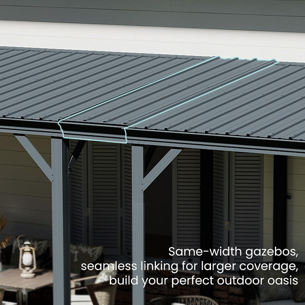 domi 8'x 10' lean to gazebo,outdoor gazebo pergola showing dimensions