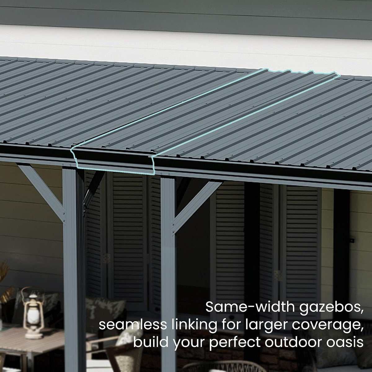 domi 8'x 10' lean to gazebo,outdoor gazebo pergola showing dimensions