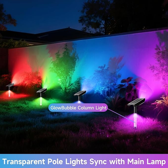Color Changing Solar Spot Lights Outdoor with PC Light Guide Column, 8 Lighting Modes Christmas Landscape Spotlights, IP65 Waterproof RGB Solar Spotlights for Garden Yard Tree Pathway, 12Pack