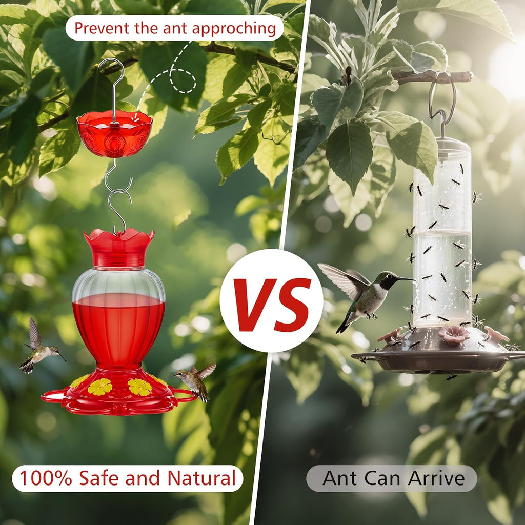 Ant Moat for Hummingbird Feeders, Humingbird Feeder Ant Moat, Vintage Style Hummingbird Ant Guard, 5 OZ Large Ant Moat, Ant Motes - Ant Guard(4 Pack, Red)