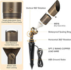 LUTEC Solid Brass Low Voltage Landscape Lighting, 12V Heavy Duty Waterproof Landscape Spotlights, Adjustable Bronze Uplights Outdoor Fixtures for Garden Yard Pathway Tree Without Bulb, 6 Pack